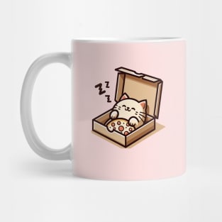 Cute Cat Sleeping inside Pizza Box Mug